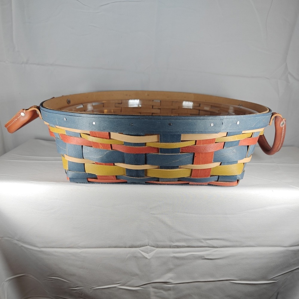 2017‎ Longaberger Round Serving Basket Set Handmade Maplewood